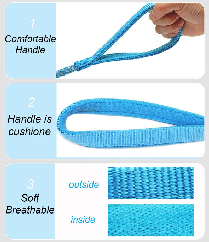 Rope Dog Leash- 2/3/4/6/10 Foot Reflective Dog Leash- Strong Nylon Braided Heavy Duty Dog Training Leash for Large and Medium Small Dogs Walking Leads (Sky Blue- 3 feet) 3ft * 1/2" Sky blue - PawsPlanet Australia
