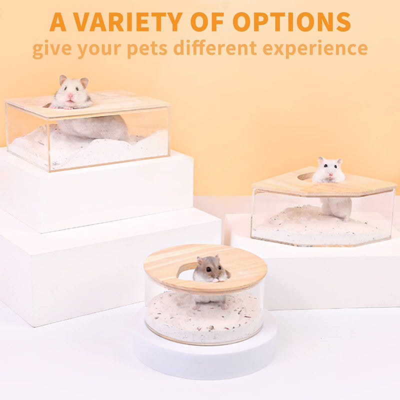 kathson Hamster Sand Bath Box Transparent Acrylic Small Animals Shower Bathtub Guinea Pigs Digging Sand Container Cage Accessories for Lemmings Gerbil Mice Hedgehog Chinchilla (Rectangle) Square