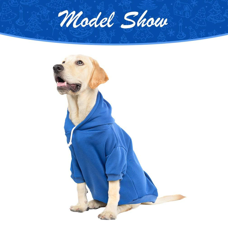 Basic Dog Hoodie - Soft and Warm Dog Hoodie Sweater with Leash Hole and Pocket, Dog Winter Coat, Cold Weather Clothes for XS-XXL Dogs X-Large (Pack of 1) Blue