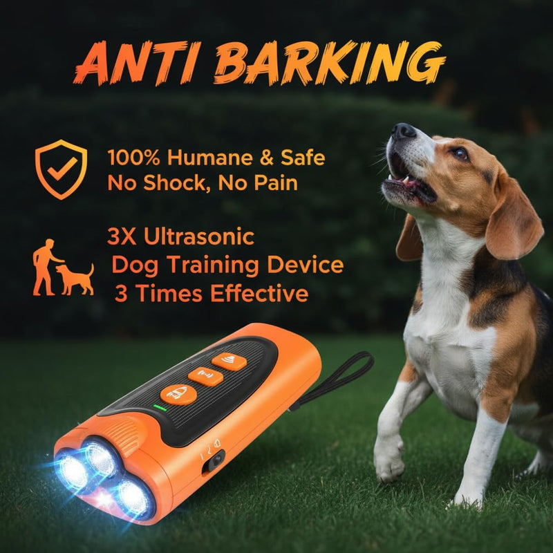 3X Ultrasonic Dog Bark Deterrent Device 6 Training Modes, 23FT Long Range, 30 Days Battery, Rechargeable Anti-Barking Control, Safe & Humane for Indoor Outdoor Use - PawsPlanet Australia