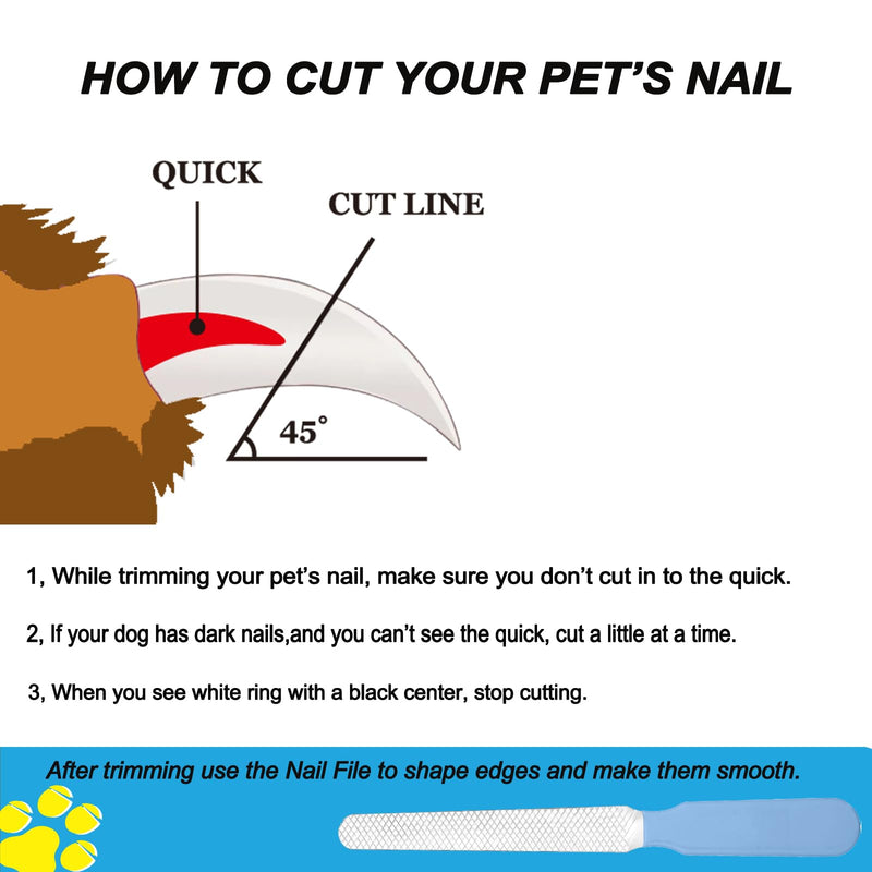 Pet Nail Clipper,Dog Nail Trimmers Safety Guard to Aviod Over Cutting,Puppy Cat Claw Trimmer,with Free Dog Comb Nail File, Sharp Grooming Clipper, Great for Thick Toenail, Blue