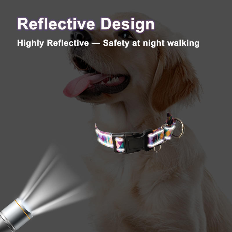 Reflective Martingale Collar for Dogs with Quick Release Buckle No Pull Training Dog Collars (Colorful Geometric, Medium) Colorful Geometric