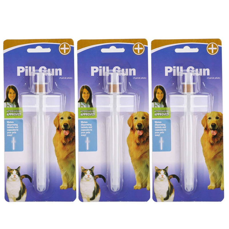 Naroote Pet Medicine Dispenser, Practical Tool for Feeding Small Dogs and Cats, 3-Piece Set, Easy to Use, 14.9 x 5.1 x 1.5 cm, Plastic