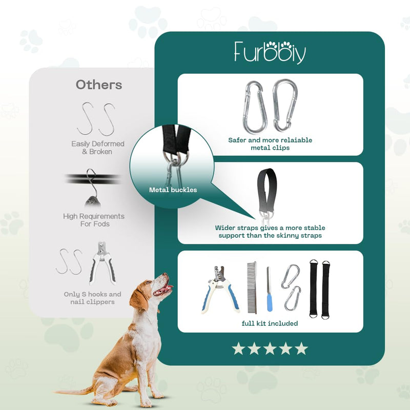 Dog Grooming Hammock – Cat and Dog Hammock for Nail Trim Set with Clippers, Comb – Durable Pet Sling for Nail Trimming – Breathable Fabric Clipper Bag for Small Pets
