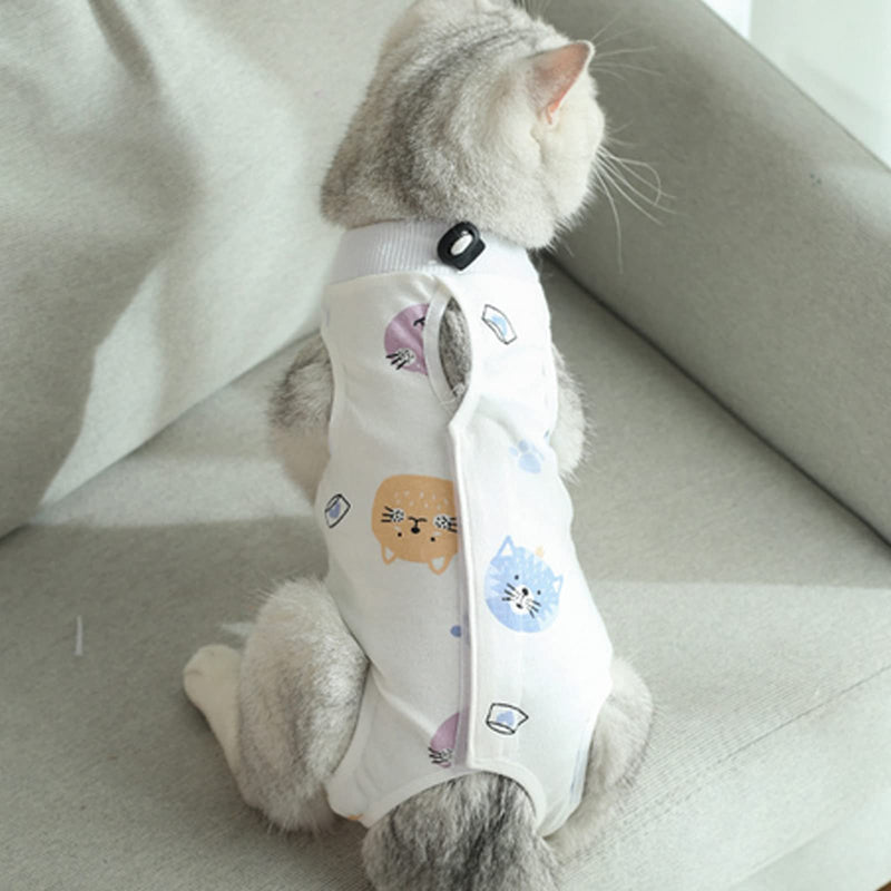 Pet Recovery Suit, 1 PCS Cat Surgical Recovery Suit Breathable E-Collar Alternative for Cats and Dogs, Chest Girth 14.96-18.11" L