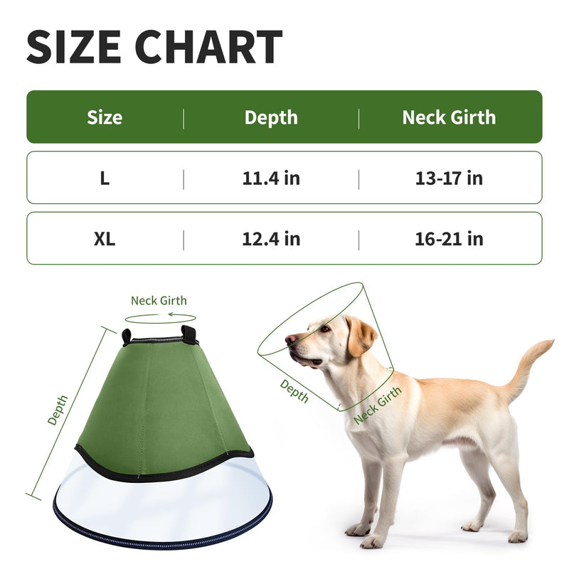 Soft Dog Cone Collar for Large Medium Dogs, Dog Cones for Dogs After Surgery, Adjustable Dog Recovery Collar, Lightweight E-Collars for Dogs, Elizabethan Collar (L) L (11.4", 13-17") - PawsPlanet Australia