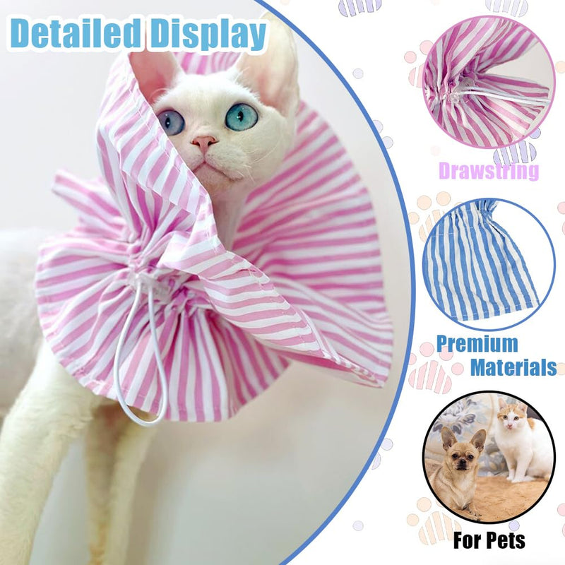 2 Pack Cat Cone Collar, Anti-Bite/Lick Soft & Adjustable Comfortable Drawstring Protective for Rabbits, Pets, Kitten, Aid Wound Healing After Surgery or Skin Conditions(2 Color)