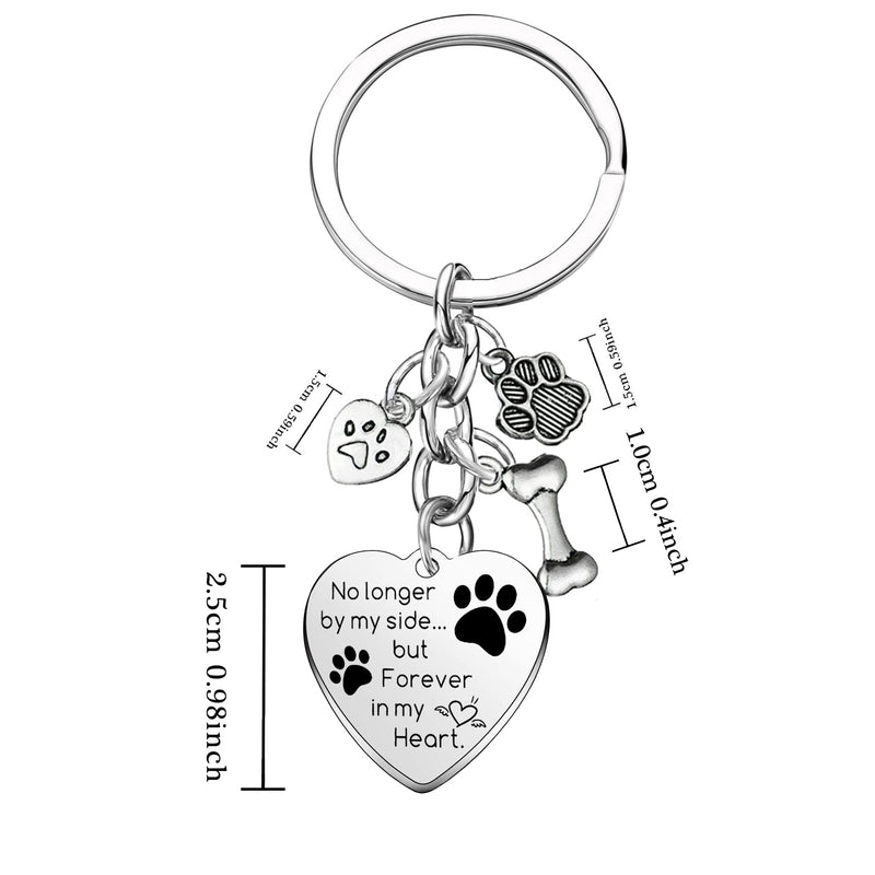 Dog Memorial Gifts Pet Memorial Keychain No Longer by My Side Forever in My Heart Key Chain Loss of Dog Gifts Paw Prints Charm Sympathy Gift - PawsPlanet Australia