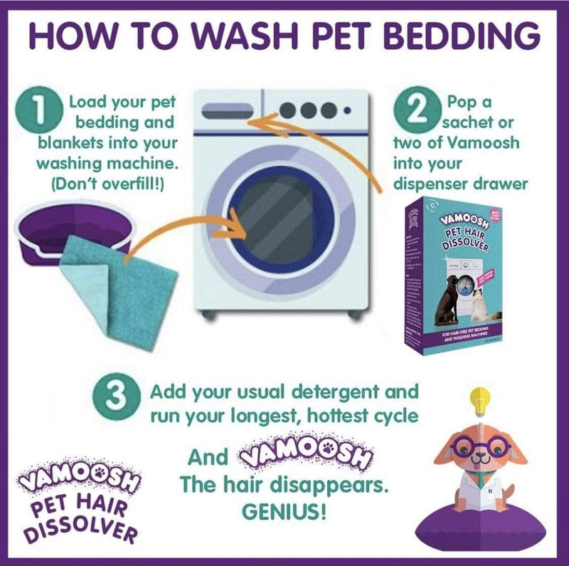 Vamoosh Pet Hair Dissolver 3 x 100g (1 box) Pet Hair Remover for Washing Machines – Dissolves dog hair, cat hair, horse hair etc in the laundry - PawsPlanet Australia