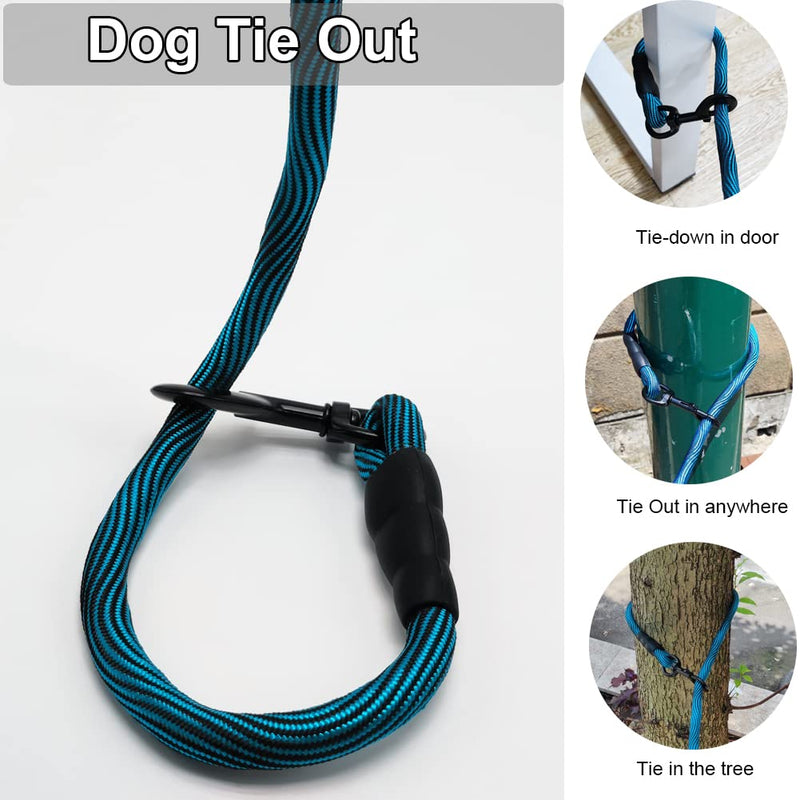 BTINESFUL Tie-Out Check Cord Long Rope Dog Leash, 8ft 12ft 20ft 30ft 50ft Recall Training Lead Leash- Great for Large Medium Small Dogs Training, Playing, Camping, or Backyard 30 Foot Blue Black - PawsPlanet Australia