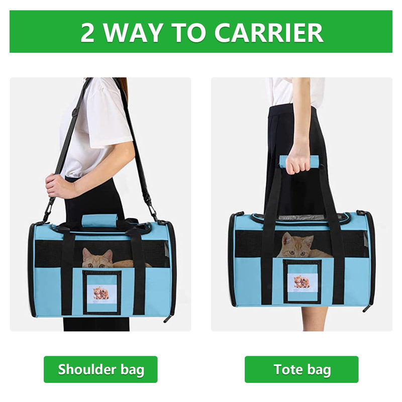 Extra Large Pet Carrier 20 lbs+, Soft Sided Cat Carriers for Large Cats Under 25 lbs, Folding Big Dog Carrier 20"x13"x13", Cat Carrier for 2 Cats Travel Carrier -Large- Blue Blue-20"x13"x13" (Oversize) - PawsPlanet Australia