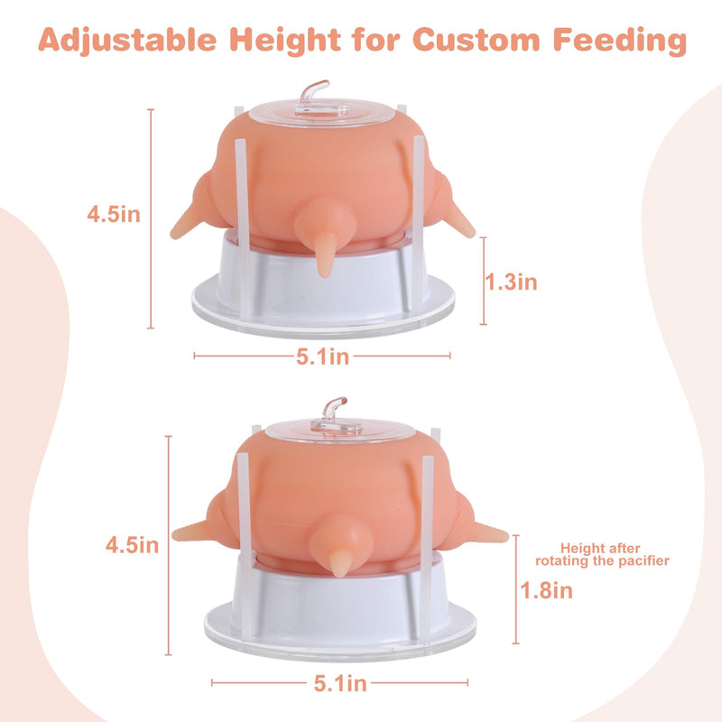 Nursing Nipple Puppy Feeders for Multiple Puppies, 200ml Food-Grade Silicone with 4 Adjustable Detachable Nipples, Smooth Flow Nipple for Kitten Bottle Feeding Kit(Pink) Pink - PawsPlanet Australia