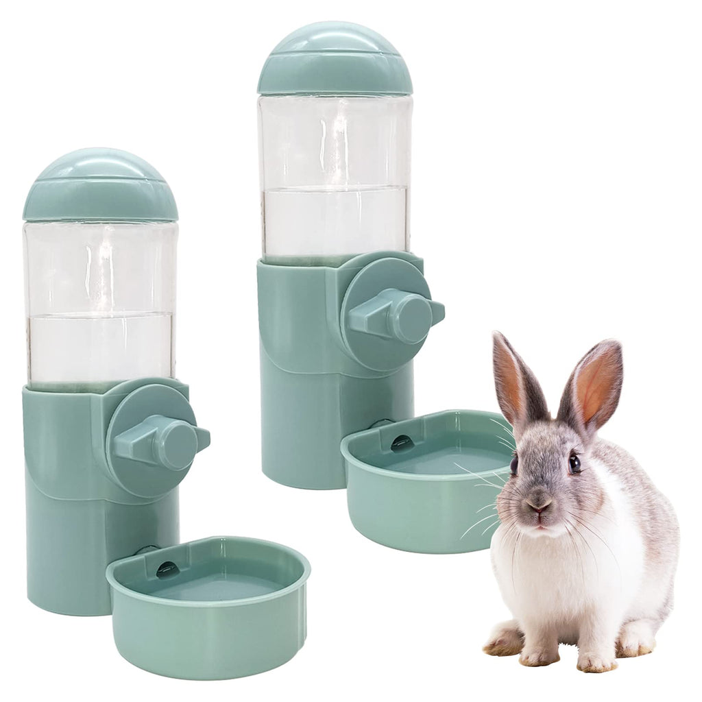 Tfwadmx Rabbit Watter Bottle 17oz Hanging Guinea Pig Automatic Water Dispenser No Drip Small Animal Cage Water Feeder Bowl for Bunny Chinchilla Hedgehog Ferret 2PCS (Blue) Gray Watere 2pcs