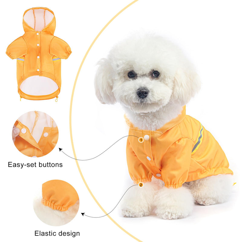 BEAUTYZOO Dog Raincoat with Harness Built-in for Small Medium Dogs and Puppies Boys Girls, Dog Rain Jacket Hooded Slicker Poncho Waterproof Reflective Dog Clothes for Winter Cold Rainy Snowy Days, S S(Back 12.6", Chest 18", Neck 13.5")