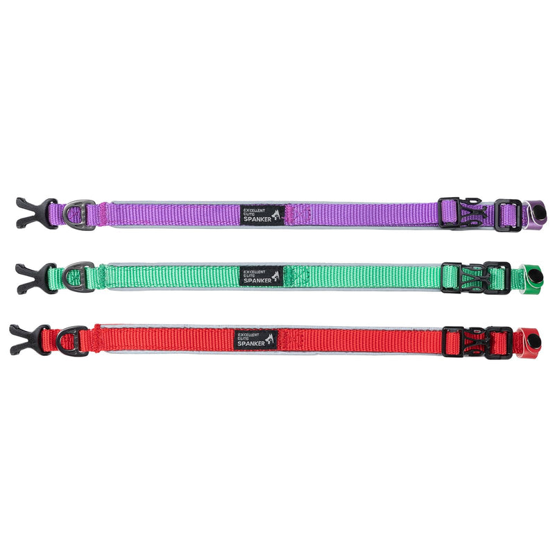 EXCELLENT ELITE SPANKER Classic Nylon Dog Collar Breathable Pet Collar with Buckle Adjustable for Small Dogs Cats Green Red Purple (Purple) Puppy Collar