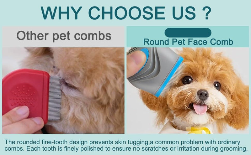 PET Facial Grooming Comb，Stainless Steel Tear Stain Remover，Gentle Round-Head Grooming Tool，Stress-free Tear Stain Remover for Dogs & Cats, Cat Grooming Kit，Lightweight & Portable Pet Grooming Brush