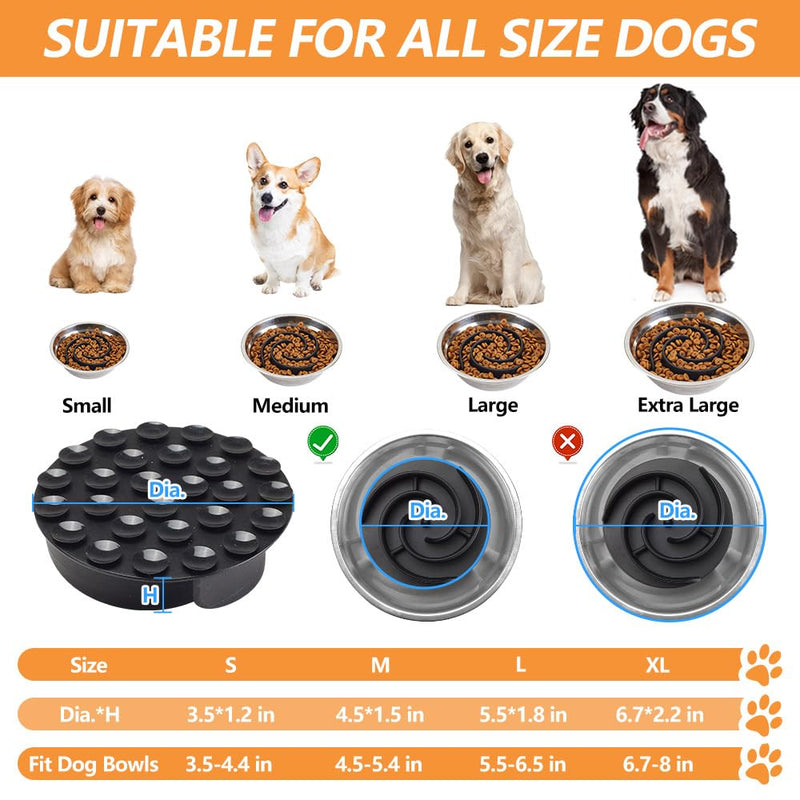 Slow Feeder Dog Bowls Insert, Animire Soft Silicone Slow Eating Dog Food Bowl for Small, Medium and Large Dogs, Compatible with Regular and Elevated Dog Bowls（Black M Black - PawsPlanet Australia