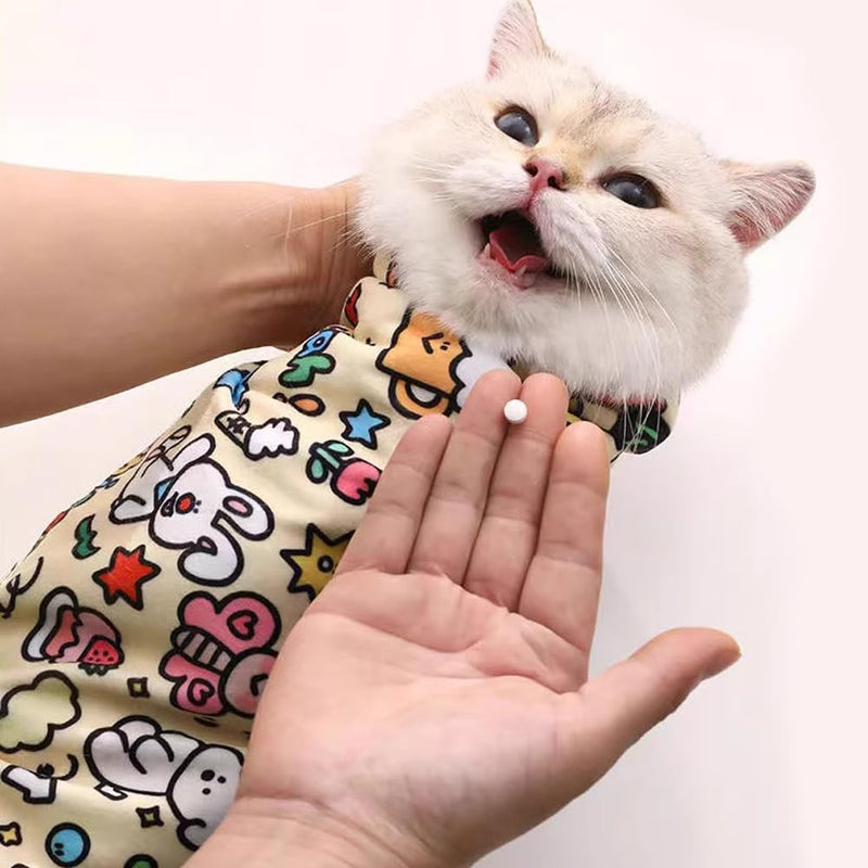 30'' Cat Grooming Wrap, Blanket for Cats Pets, Restraint Wrap, Self-Adherent, Anti-Bite, Anti-Scratch, Anti-Escape Calming Wrap for Medicine, Nail Clipping (30 * 30inches，12-20 lbs) (30*30inches,12-20 lbs) Pink Panda - PawsPlanet Australia