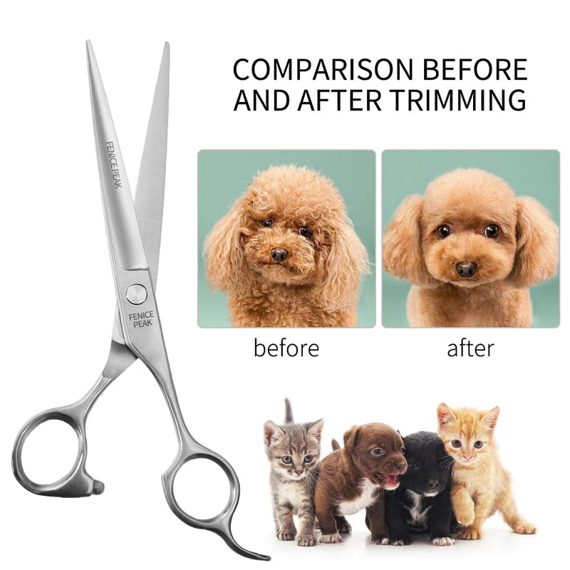 Fenice Peak 3pcs Dog Grooming Scissors Set Straight Thinning Curved Shears Stainless Steel Shears for Pet Grooming Sharp and Durable with Case Suitable for home users and Professional Groomer 6.5‘’thin+8.0‘’cut+7.5‘’curved - PawsPlanet Australia