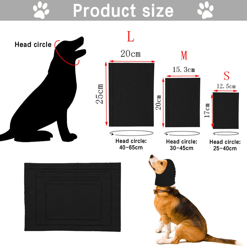 Dog Snood Ear Muffs for Hearing Protection - Hoodie Neck and Ear Warmer with Noise Protection - Pet Snood for Dogs and Cats Bathing Grooming - Cotton - Black - Large L