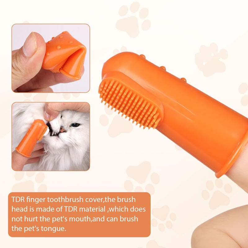 Dog Toothbrush and Toothpaste Care Kit with Vanilla Flavor Toothpaste & Finger Brush & Soft Bristle Toothbrush Teeth Cleaning and Breath Freshener