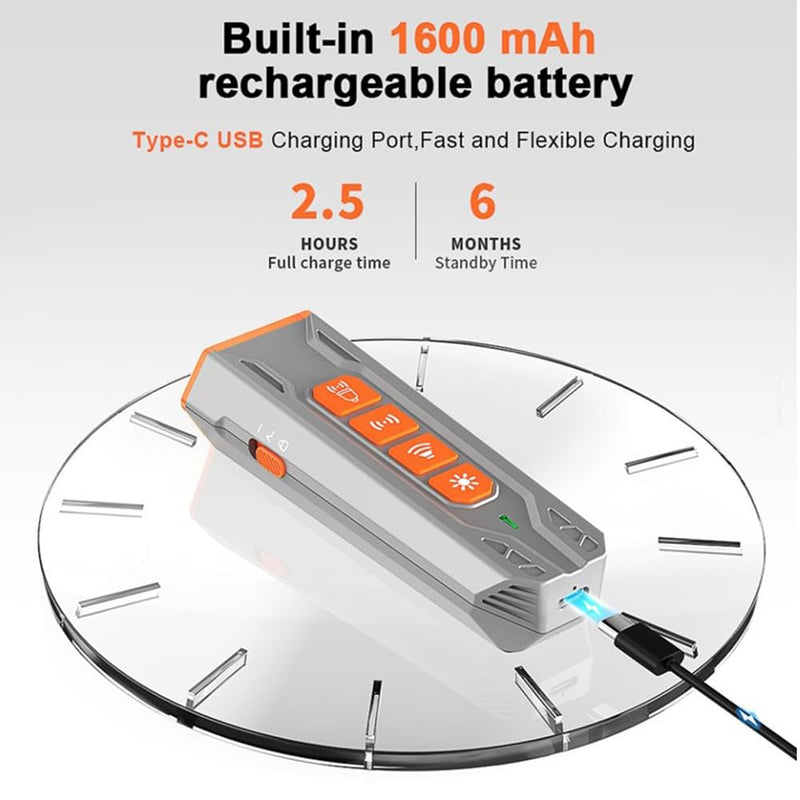 KC Ultrasonic Dog Bark Deterrent Device – Remote Anti-Bark Trainer with Long Range, Rechargeable Battery, Multiple Modes – Safe Humane Control for Small/Large Dogs,Grey/Orange