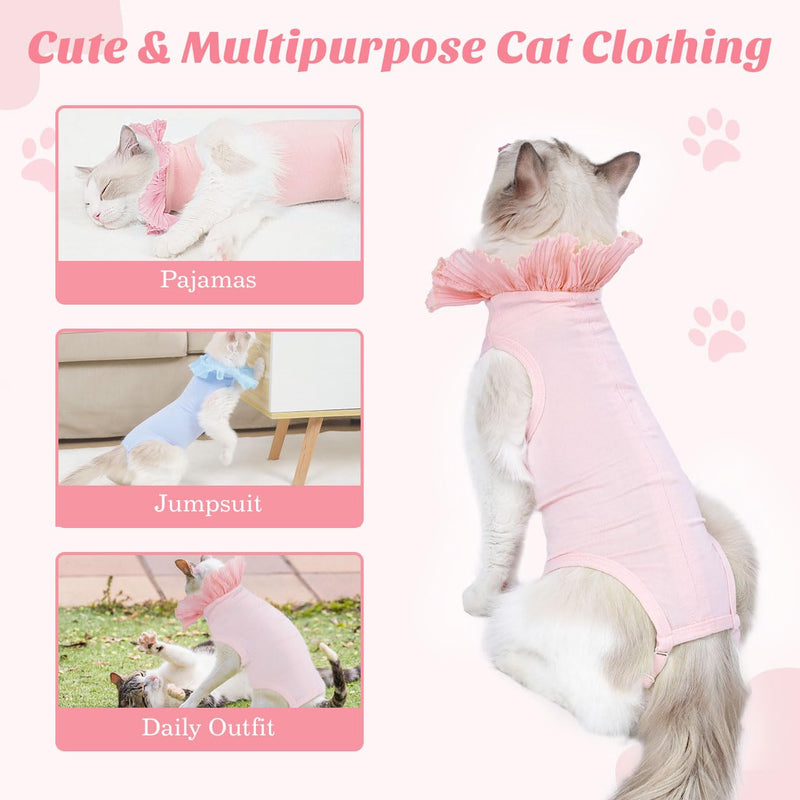 Cat Surgery Recovery Suit for Female Cat, Breathable Surgical Recovery Shirt for Abdominal Wounds Skin Diseases After Surgery, Soft Fabric Kitten Onesie, E-Collar Alternative for Cats, M Pink Medium - PawsPlanet Australia