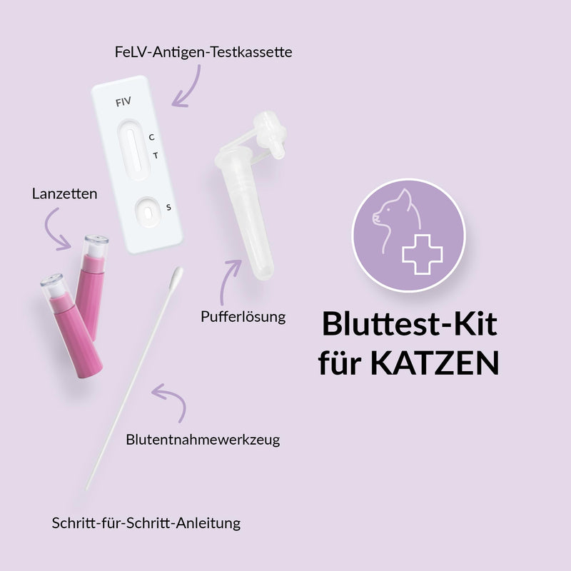 getTested Feline Leukemia Virus (FeLV) Test for Cats, Home Test Kit, Rapid Antigen Test for Kittens and Cats, Simple Blood Test, Fast, Reliable Results in 10 Minutes