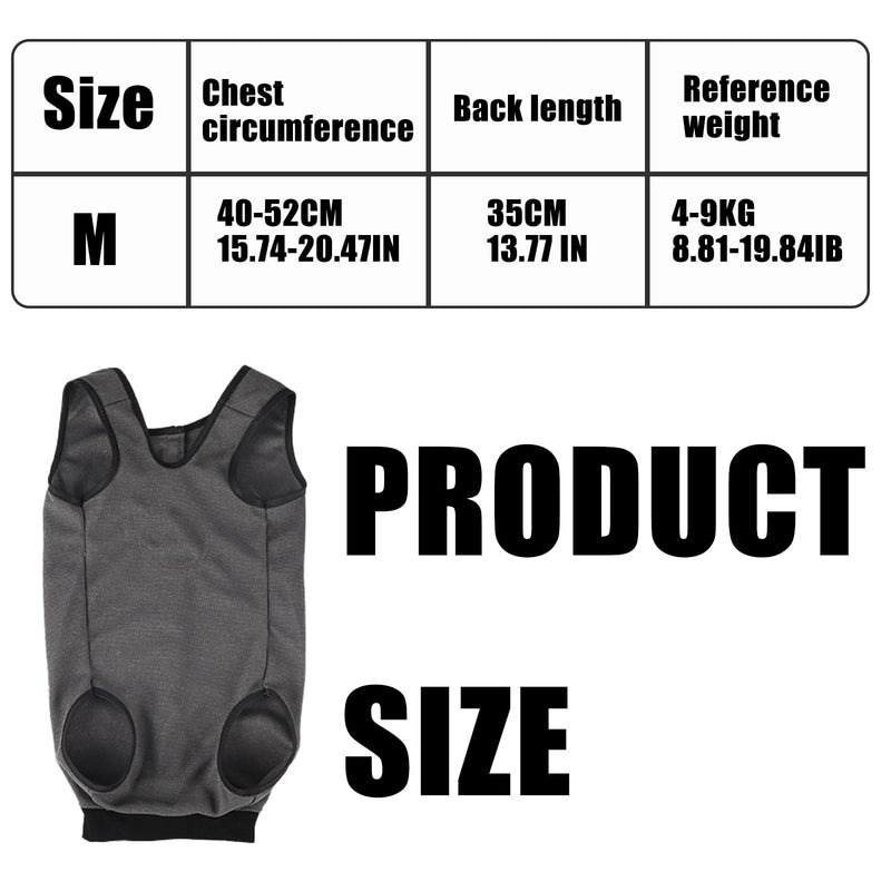 Dog Recovery Suit Female, Grey Surgical Recovery Suit Post Op with Button Design, Breathable Dog Vest Body Suits After Surgery, Anti-Lick Wound Protection for 4-9KG Pets