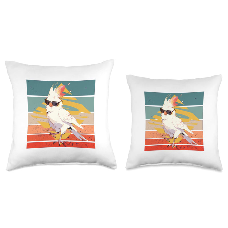 Cool Cockatiel bird sunglasses energetic crest pet birds Throw Pillow 16x16 - PawsPlanet Australia