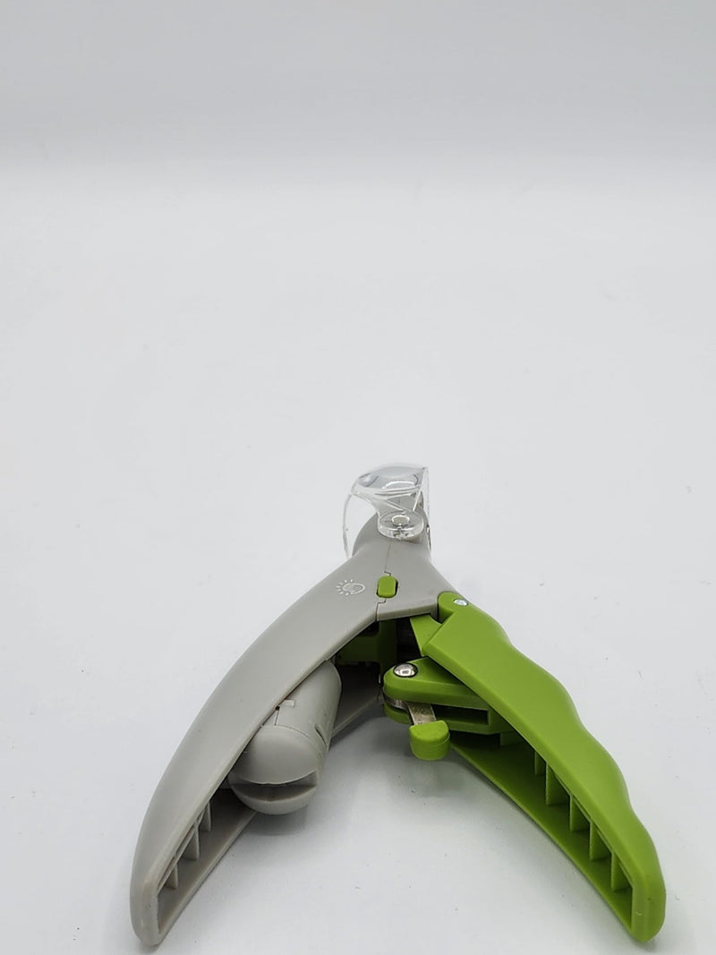 Illimunated LED Pet Nail Clipper with Claws Trapper, Green, Grey - PawsPlanet Australia