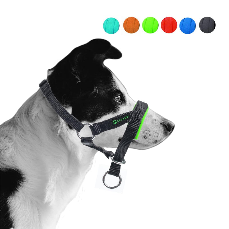 Dog Head Collar with Padded Fabric, Head Harness for Dogs, Anti pulling Head Halter Collar, Adjustable and Easily Control (M, Lake Blue) Medium