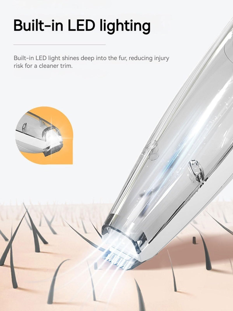 Dog Grooming Clippers Paw Trimmer with Hair Vacuum, LED Light, 9mm Blade, 35dB Low Noise, Rechargeable Clipper, Cordless Hair Trimmer & Dog Grooming Kitfor Paws, Ears, Face, Rump - PawsPlanet Australia