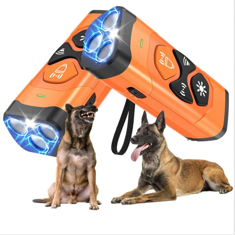 2025 Ultrasonic Dog Bark Deterrent Device – Rechargeable Anti-Bark Control with 3X Frequencies, Auto Mode, 20ft Range – Safe Humane Training for All Dogs & Collars, Orange