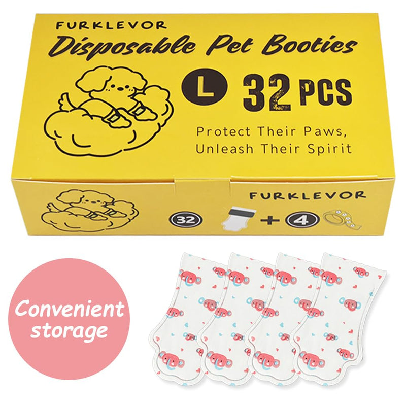 Disposable Dog Booties for Dogs Cats Paw Protector,Waterproof and Breathable with Adjustable Bandage,32Pcs Pet Booties for Small Medium Large Dogs Indoor & Outdoor Use(L,Paw Width:2.57~3.15inches) L(Large:Paw Width:2.57~3.15inches)