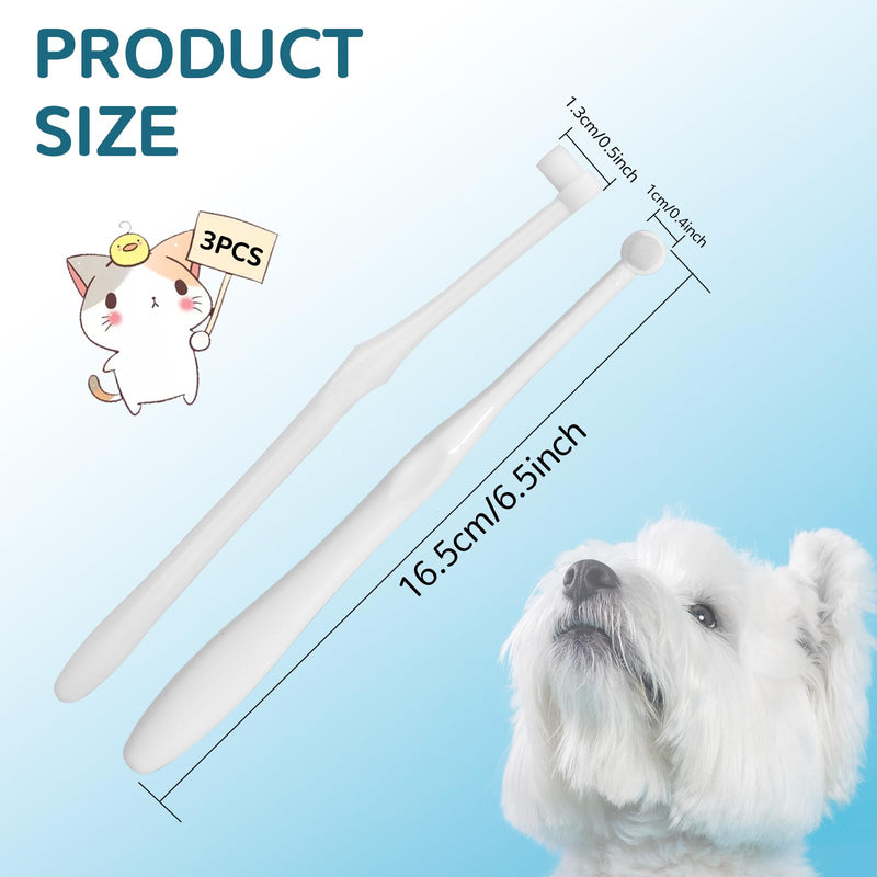 3Pcs Cat Toothbrush Kitten Dog Nano Toothbrush with Ultra Soft Bristles, Puppy Pet Dental Care Oral Hygiene Tooth Brush for Sensitive Pet Teeth Gums