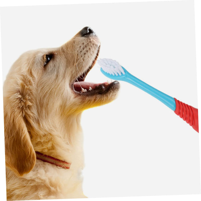Pack of 4 Pet Toothbrushes with Double Head, Effective Dog Dental Care, Soft Bristles for Thorough Cleaning, Dental Hygiene for Dogs and Cats, Easy to Use