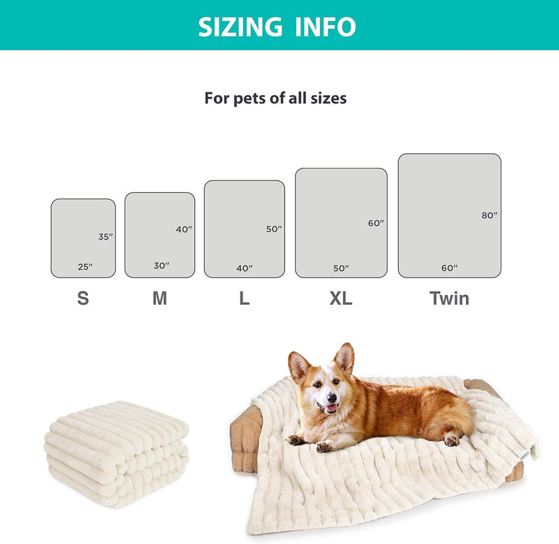 Waterproof Dog Blanket for Bed, Luxury Plush Washable Large Dogs Blankets for Furniture Protection, Super Soft Calming Pet Blanket for Indoors (Cream, 40"x50") Cream L (40x50"） - PawsPlanet Australia