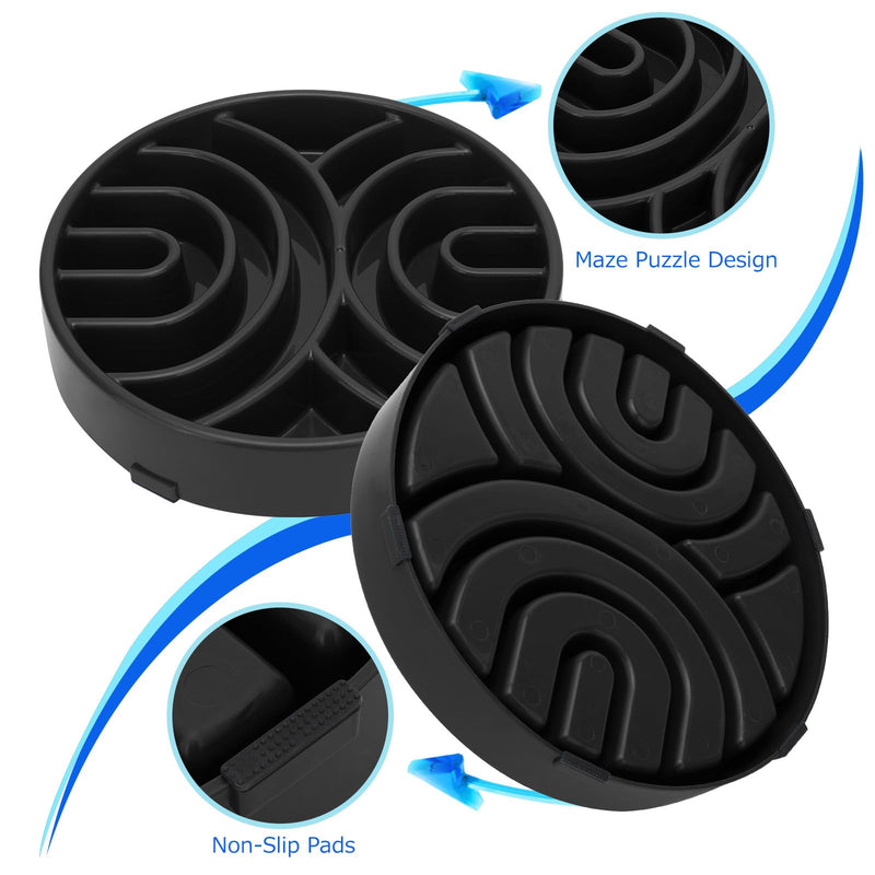 WHIPPY Slow Feeder Dog Bowls Anti-Choking Maze Dog Food Bowl Anti-Slip Interactive Dog Puzzle Feeder Dog Bowl Pet Bowl for Large Medium Dogs,Black black