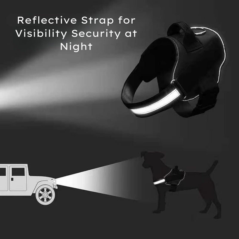 Dog Harness, No-Pull, 3 Leash Clips, No Choke, Reflective, Adjustable and Padded, for Easy Walking and Training for Small, Medium and Large Dogs (Black, L) BLACK L (49-78 lbs) - PawsPlanet Australia