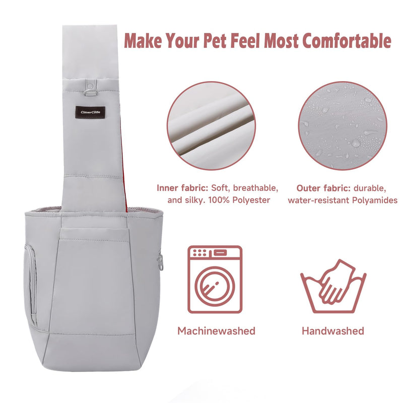 Pet Sling Carrier, Fits 10 to 22lbs Large Dog/Cat Sling Carrier, Adjustable Soft Padded Shoulder Strap Dog Sling Carrier with Storage Pocket for Hands-Free Outdoor Travel & Hiking Grey - PawsPlanet Australia