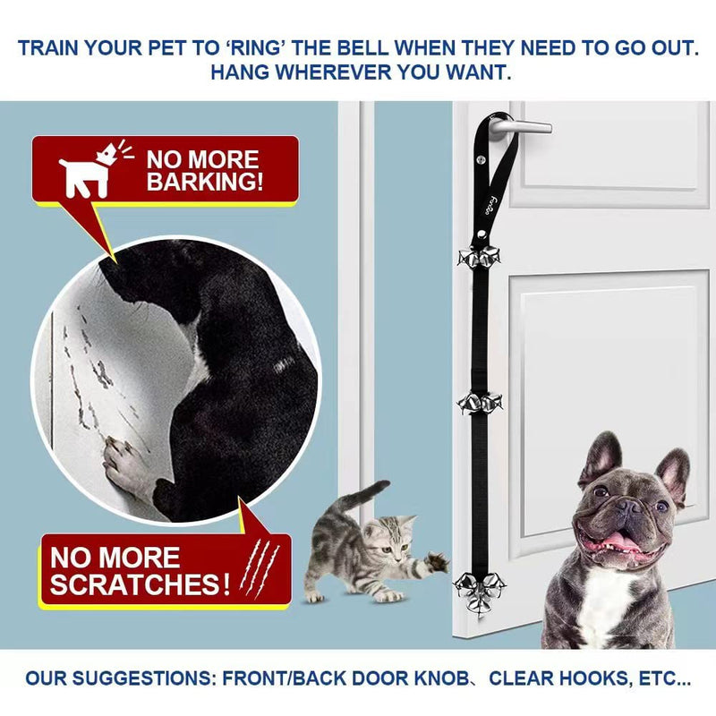 4 pcs set Dog Doorbell for Potty Training. Perfect Choice for Communication with Your Puppy/Dog/Pets. 3-level Adjustable Length with Premium Quality. (Black+Black) Black+Black - PawsPlanet Australia