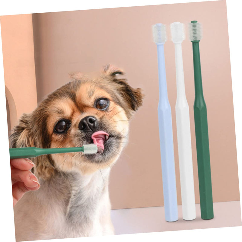 Abaodam Pack of 4 Manual Toothbrushes for Pets with Ergonomic Handle, All-Round Brush for Effective and Gum Cleaning for Small Dogs and Cats, Compact and Versatile