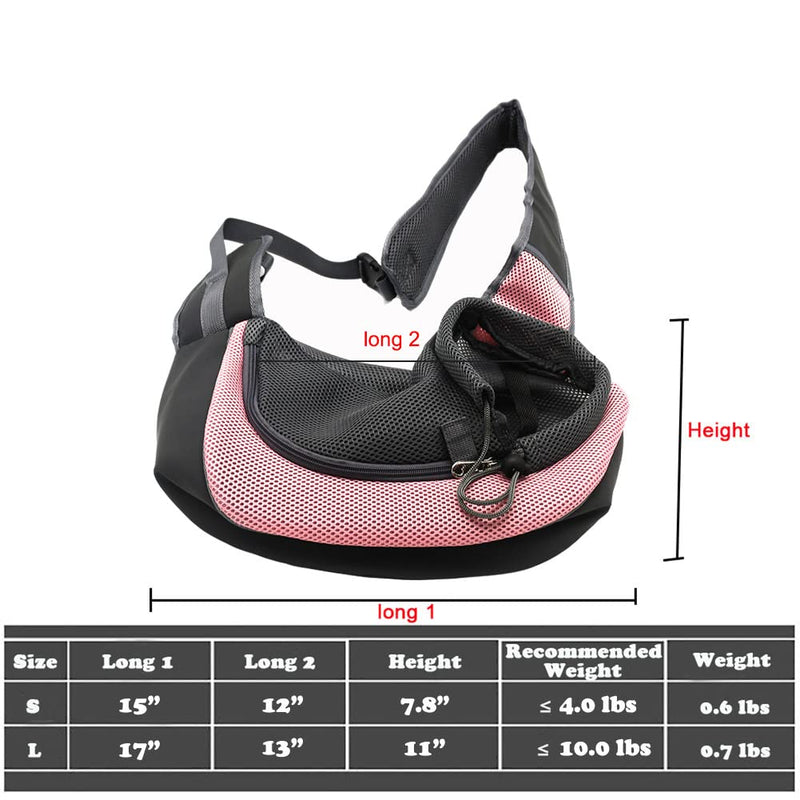 Pet Dog Sling Carrier, Breathable Mesh Portable Travel Safe Pet Sling Shoulder Bag Carrier with Adjustable Non-Slip Shoulder Strap for Small Dogs Cats Puppy (Large, Pink) Large - PawsPlanet Australia