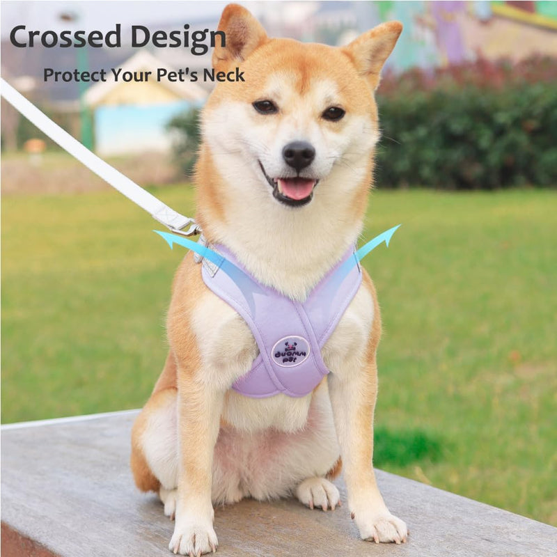 FEimaX Dog Harness Pet X Frame No Pull Step-in Harnesses with Leash Set, Adjustable Reflective Choke Free Puppy with Padded Vest for Small, Medium Dogs and Cats Walking Training Purple - PawsPlanet Australia