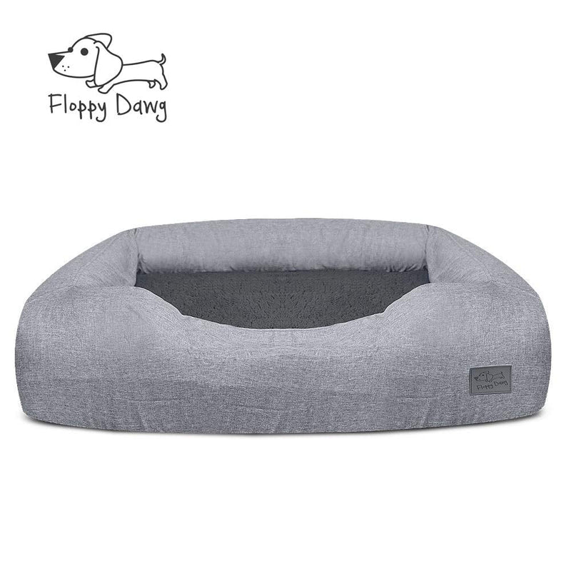 Floppy Dawg Bolster Dog Bed Replacement Cover. Fits PetFusion, JoyElf, BarksBar, and PuppBudd Sofa Style, Raised Rim, Pillow Side Models. Machine Washable, Fitted Slip-On. Large 36L x 30W. - PawsPlanet Australia