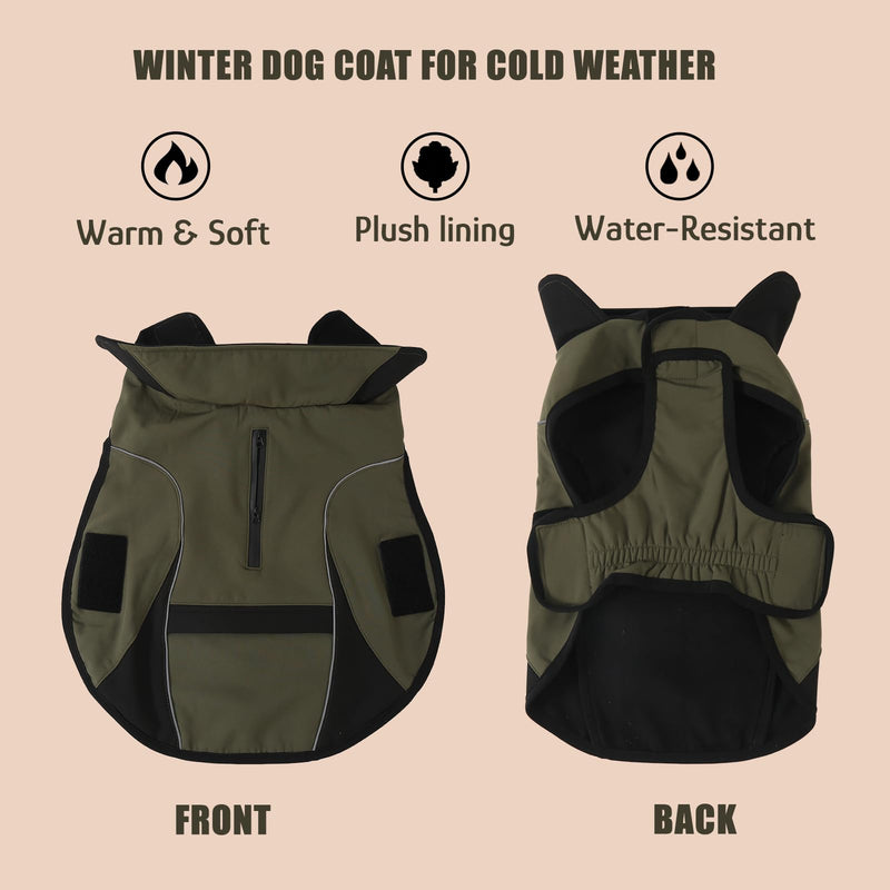 Dog Cold Weather Coats, Winter Dog Jacket Waterproof Windproof Warm Coat Reflective Vest Clothes for Small Medium Large Dogs, Green XL X-Large - Summer Deal, Lowest Price in Historical