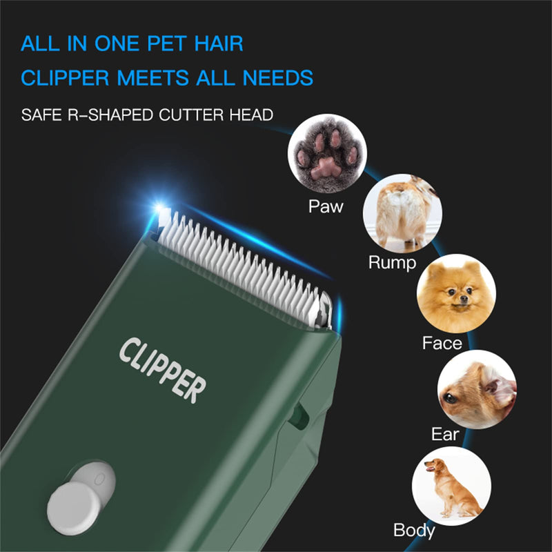 Professional Household Waterproof Low Noise Pet Hair Clippers Electric USB Rechargeable Painless Grooming Tools Hair Grooming Trimmer for Small Medium Dog Cat AP005 Green Ap005-green - PawsPlanet Australia