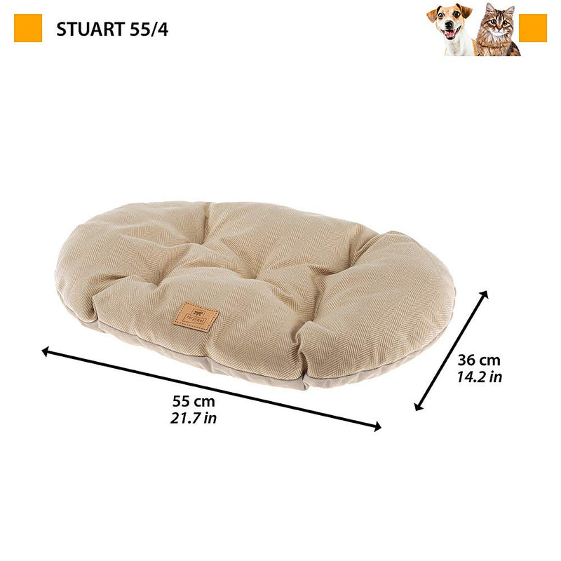 Ferplast Cat And Dog Cushion Stuart 55/4, Double-Sided, Tweed And Soft Velvet, Washable, 55 x 36 x h 5 cm., Beige 55 x 36 x 7 cm (L x W x H)