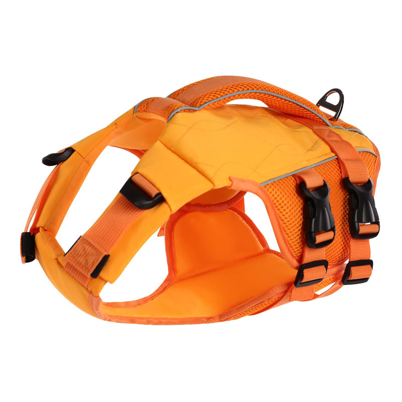 ASENKU Dog Life Jacket with Rescue Handle, Dog Life Vest for Swimming Boating with High Flotation, Ripstop Lightweight Pet Life Preserver with Reflective Stripes for Small Medium Large Dogs Orange